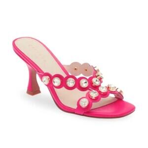 CECELIA‎ NEW YORK Venzy Sandal Pink Crystal Diamond Barbie Heel 7